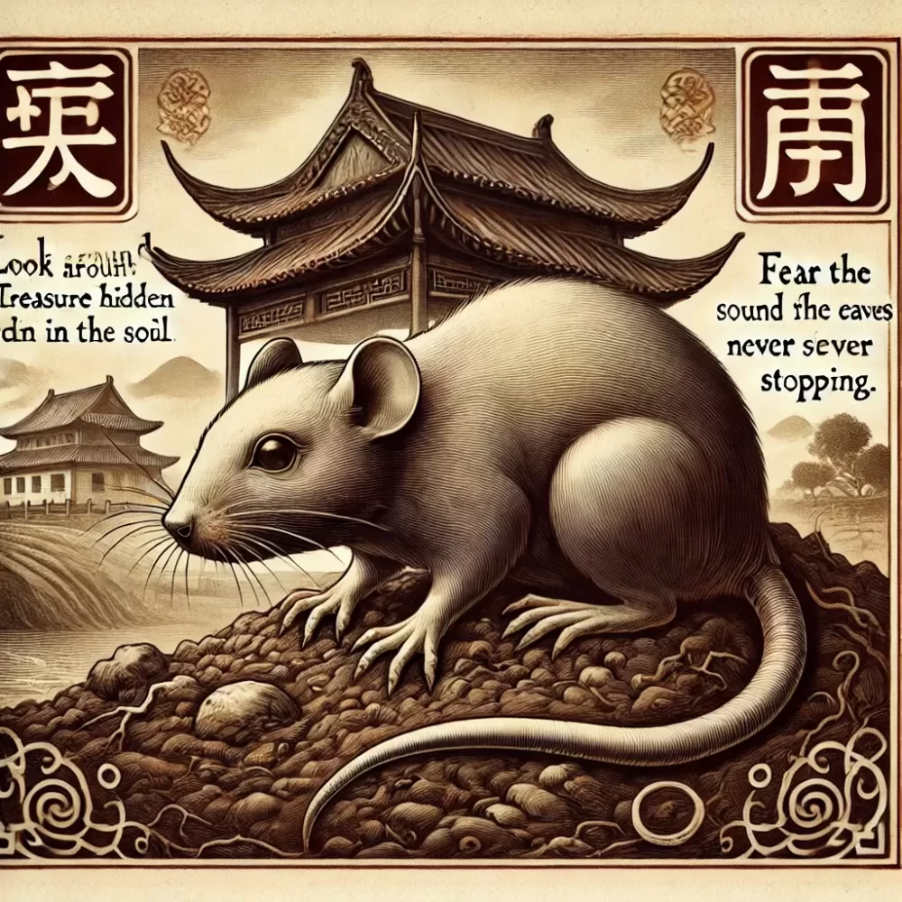 放眼四周，土里藏宝。只恐四檐声未断打一生肖，重点解析