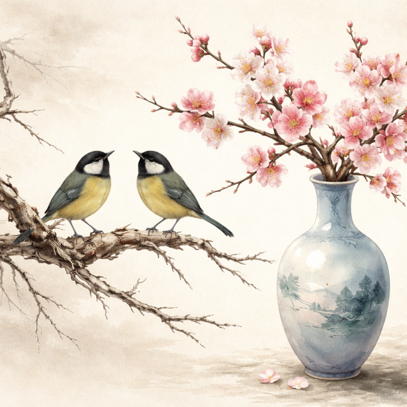 枯枝栖影，对语相鸣。瓶里梅花香正浓是什么生肖，准确解释