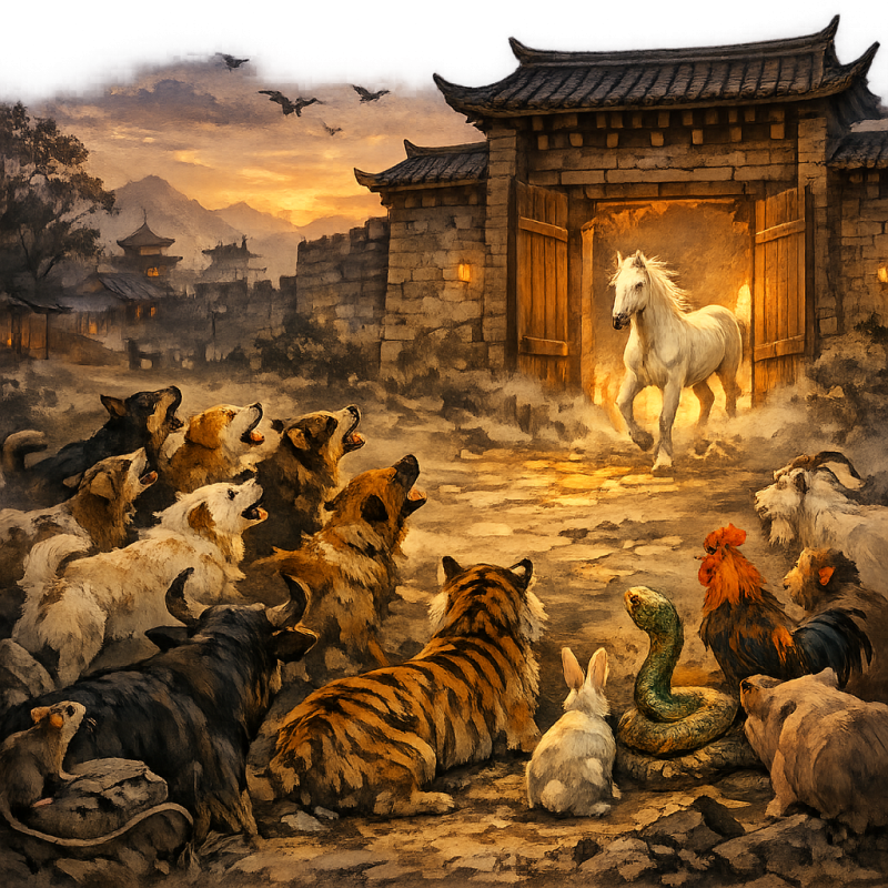 邑犬群吠打一个正确生肖，代表马上揭晓