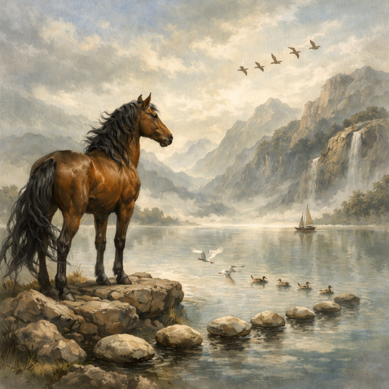 目光远跳，思绪万千。水云况得平生趣指什么生肖，精选快答