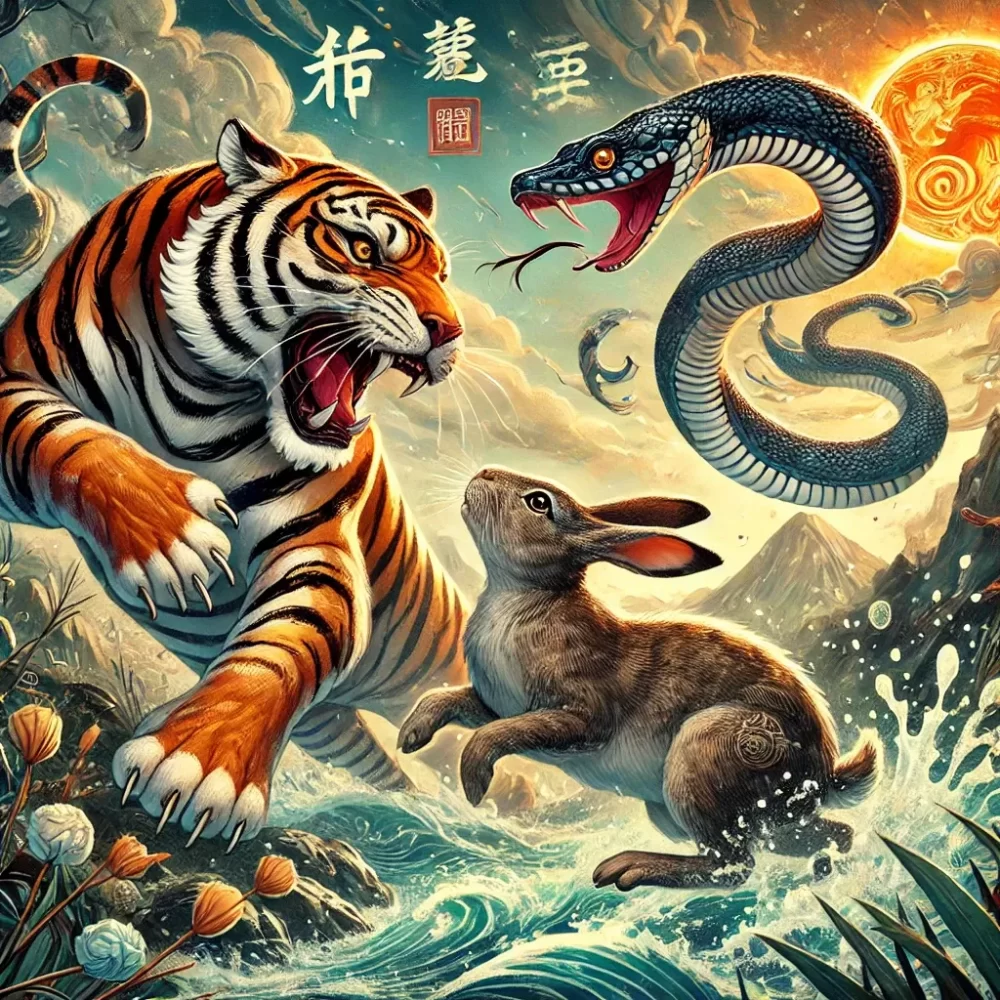 春虎夏蛇逐野兔，水火不容两相斗是什么生肖，词语全面解释
